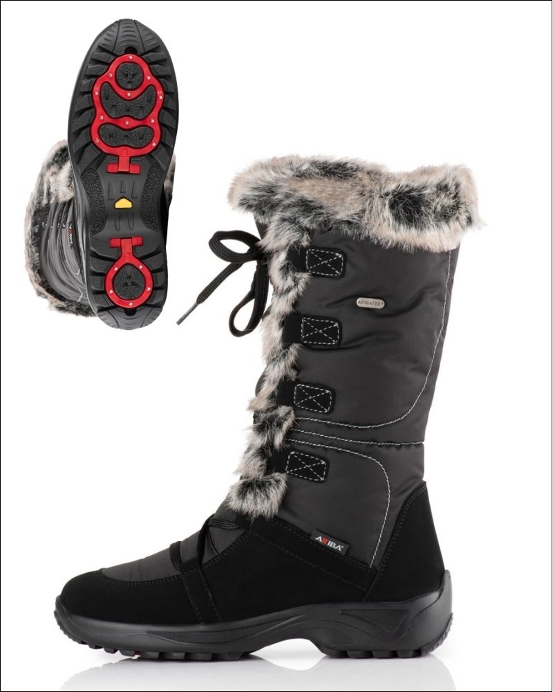 Attiba Venice Women's Après Snow Boot Black with Grey Fur