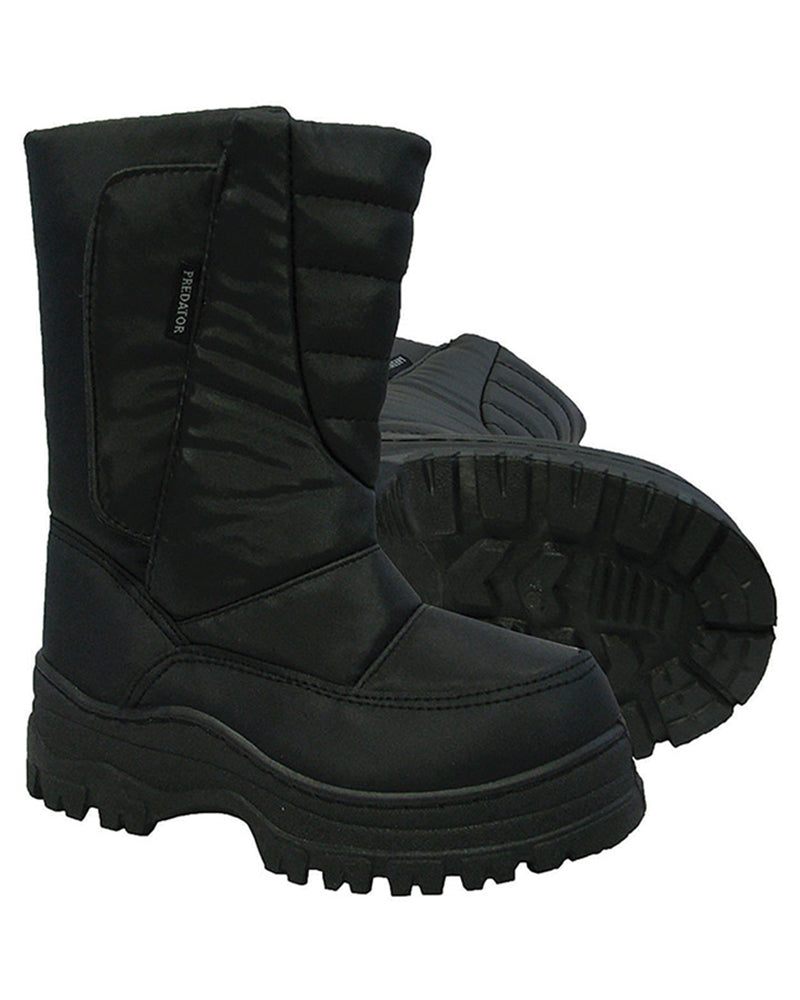Black winter boots with thick soles on a white background predator XTM snow women womens apres