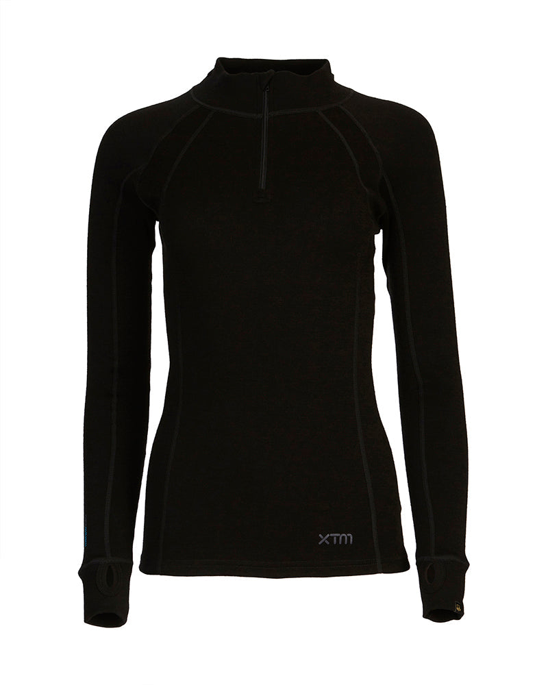 XTM Ladies Merino 230 Wool Zip Neck Long Sleeve Thermal Top - Ski and Board Online