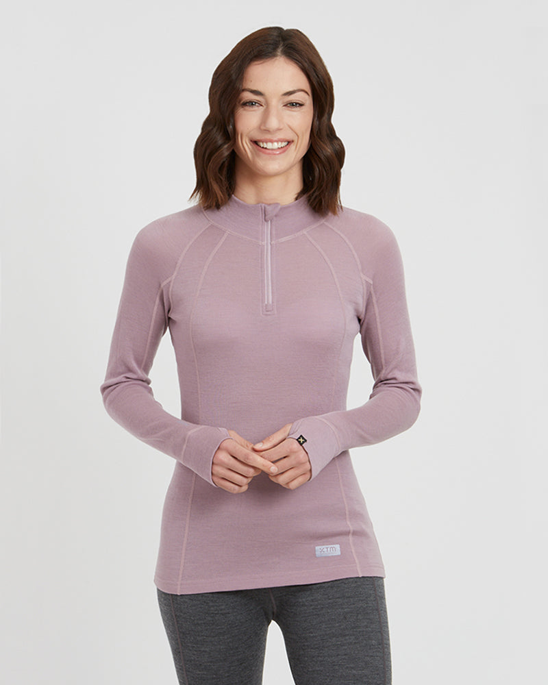 XTM Ladies Merino 230 Wool Zip Neck Long Sleeve Thermal Top - Ski and Board Online