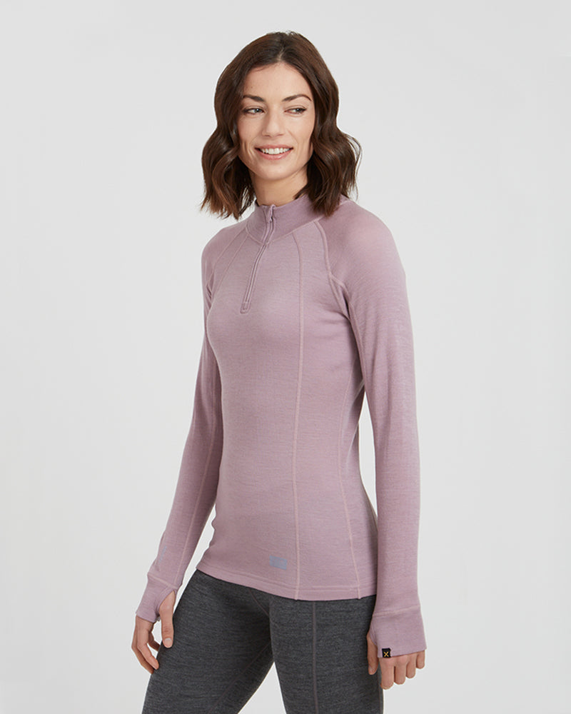 XTM Ladies Merino 230 Wool Zip Neck Long Sleeve Thermal Top - Ski and Board Online