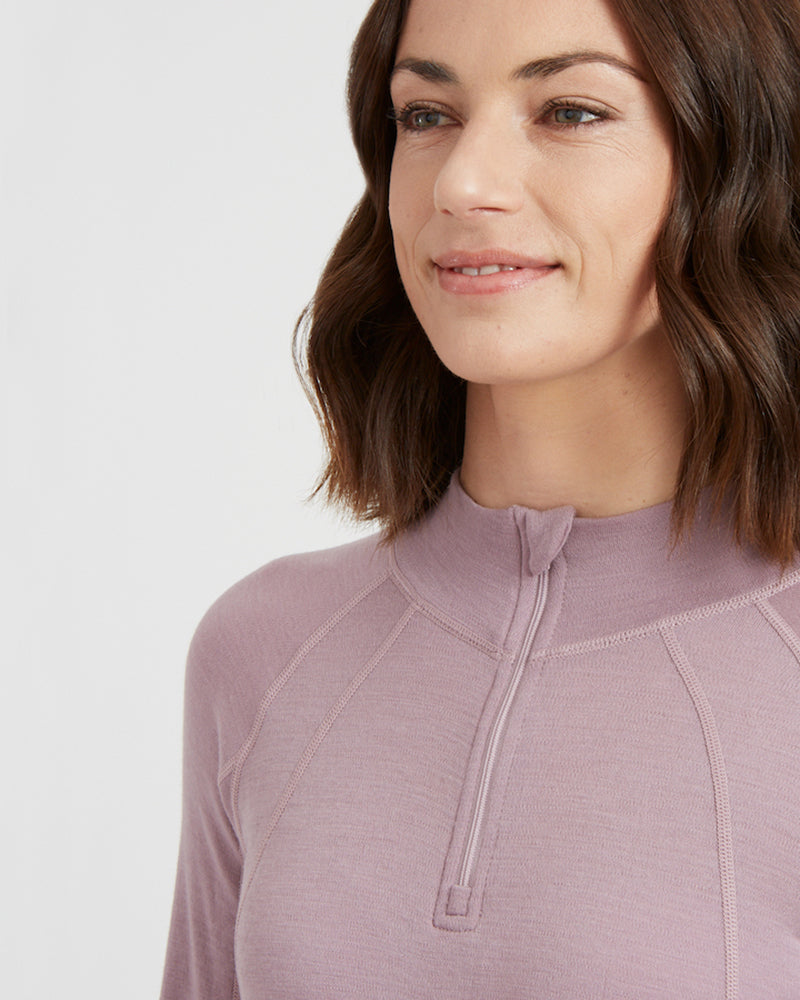 XTM Ladies Merino 230 Wool Zip Neck Long Sleeve Thermal Top - Ski and Board Online
