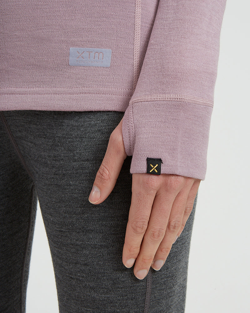 XTM Ladies Merino 230 Wool Zip Neck Long Sleeve Thermal Top - Ski and Board Online