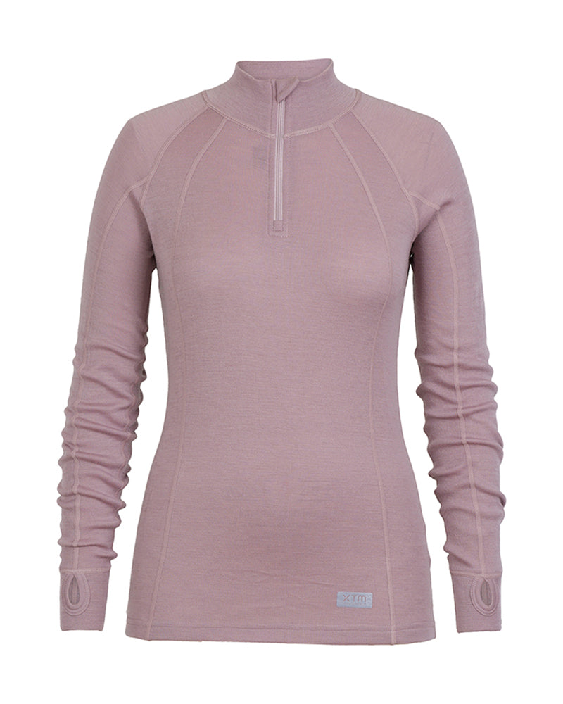 XTM Ladies Merino 230 Wool Zip Neck Long Sleeve Thermal Top - Ski and Board Online