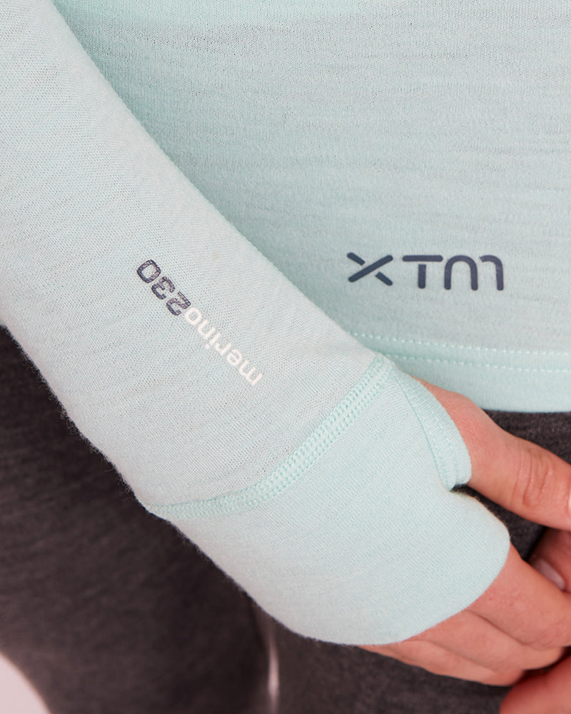 XTM Ladies Merino 230 Wool Zip Neck Long Sleeve Thermal Top - Ski and Board Online