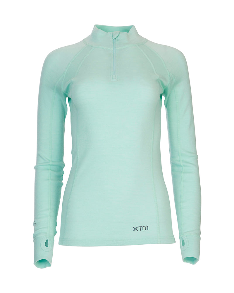XTM Ladies Merino 230 Wool Zip Neck Long Sleeve Thermal Top - Ski and Board Online