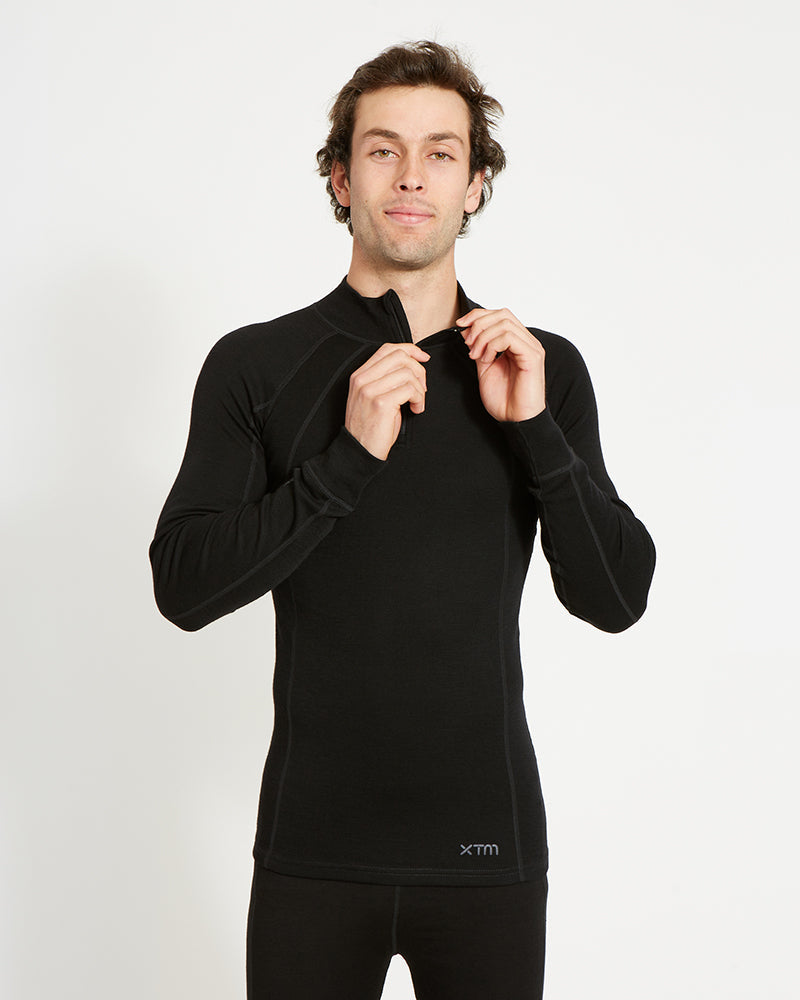XTM Men's Merino 230 Wool Zip Neck Thermal Top - Ski and Board Online
