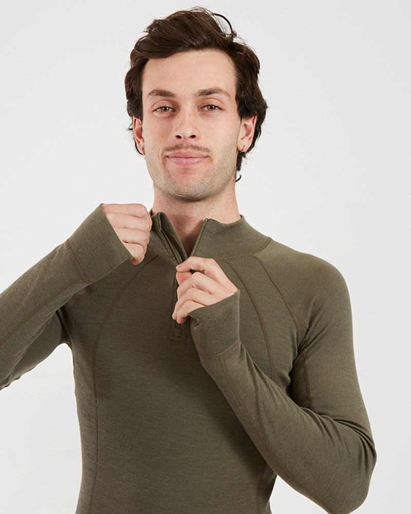 XTM Men's Merino 230 Wool Zip Neck Thermal Top - Ski and Board Online