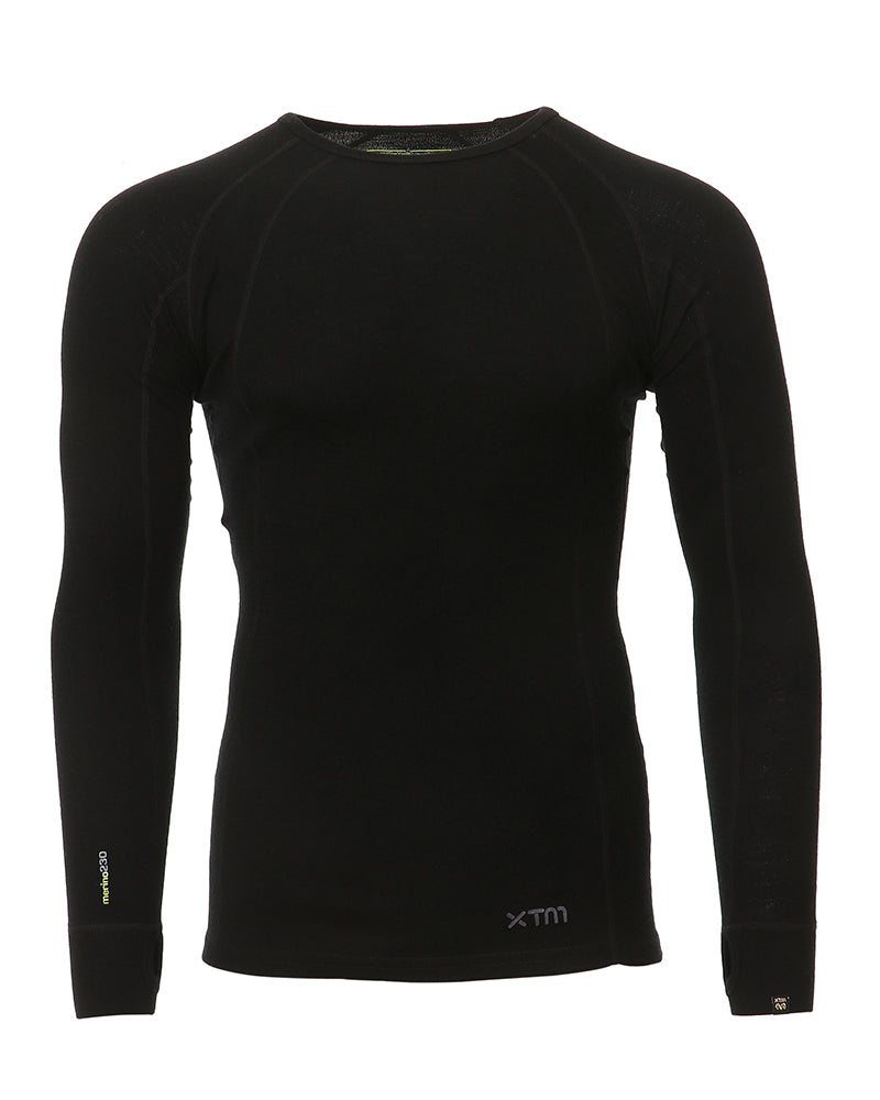 XTM Plus Size Merino 230gsm Long Sleeve Thermal Top Alpine230 - Black