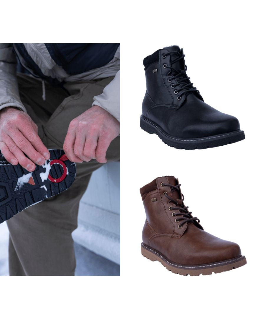 Navatex Thomas Mens Winter Apres Snow Boot with retractable spike in black and brown