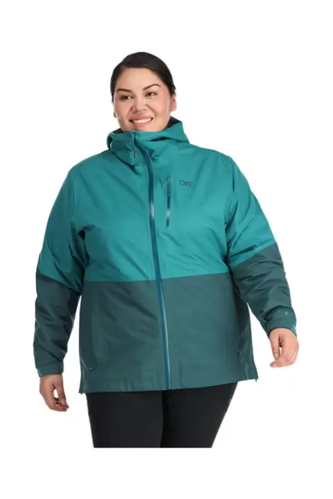 Buy Outdoor Research Women s Aspire II Goretex Rain Shell Plus Size Jacket Deep Lake Teal 1X 4X Online