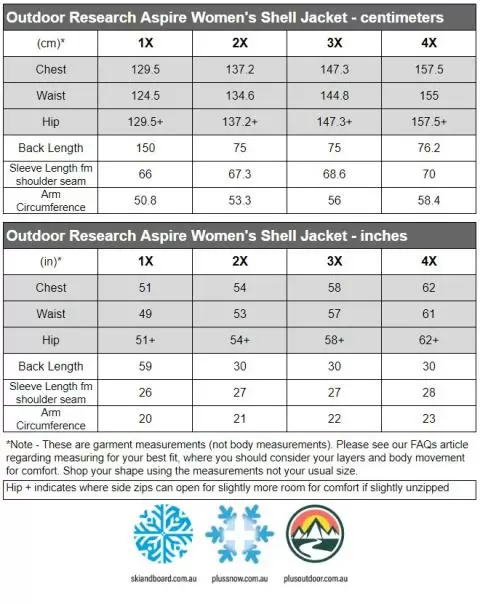 Outdoor research jacket sizing 2025