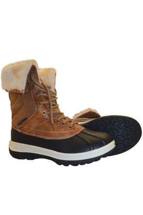 XTM Georgie Womens Waterproof Apres Snow Boots Brown Pair