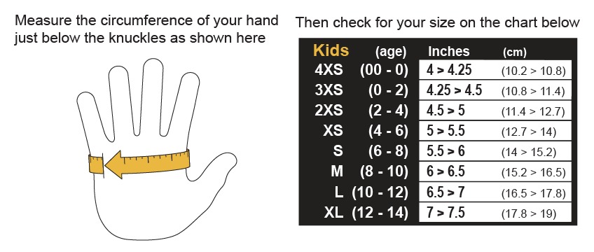 Kids Gloves Size Chart